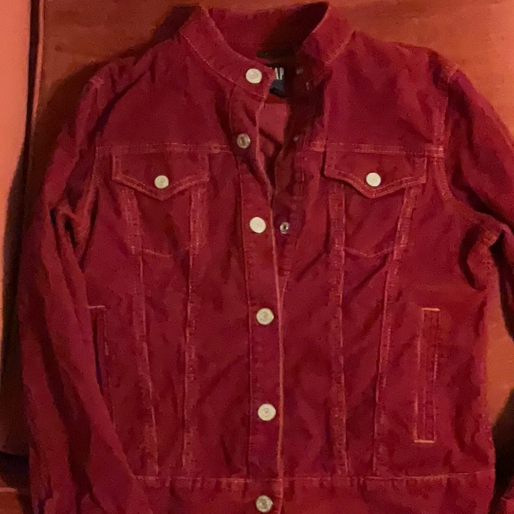 Red corduroy jacket, Gap.